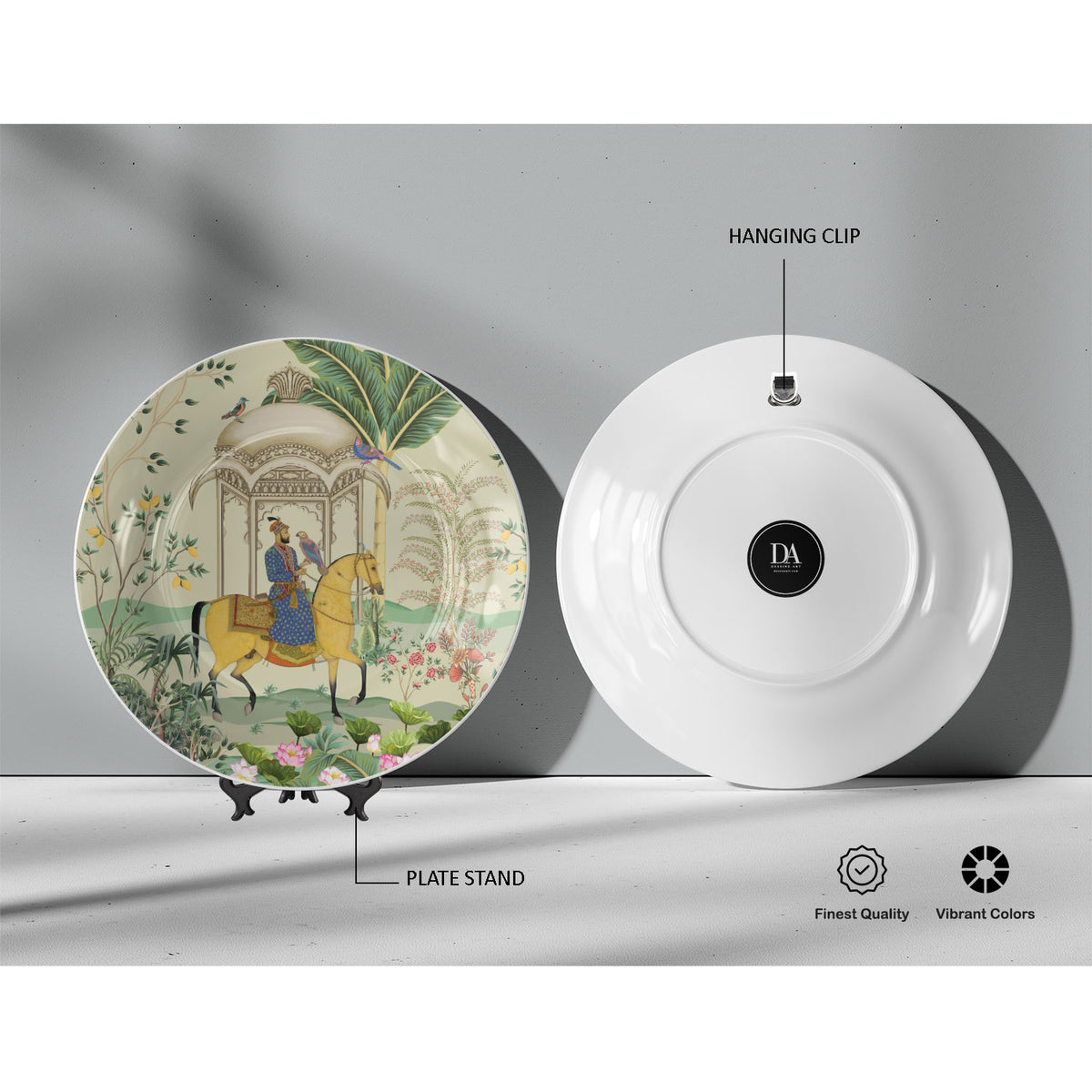 Mughal Emperor Riding a horse, decorative wall plate