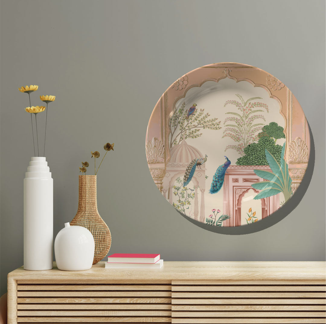 Peacock in Mughal Haven II, decorative wall plate