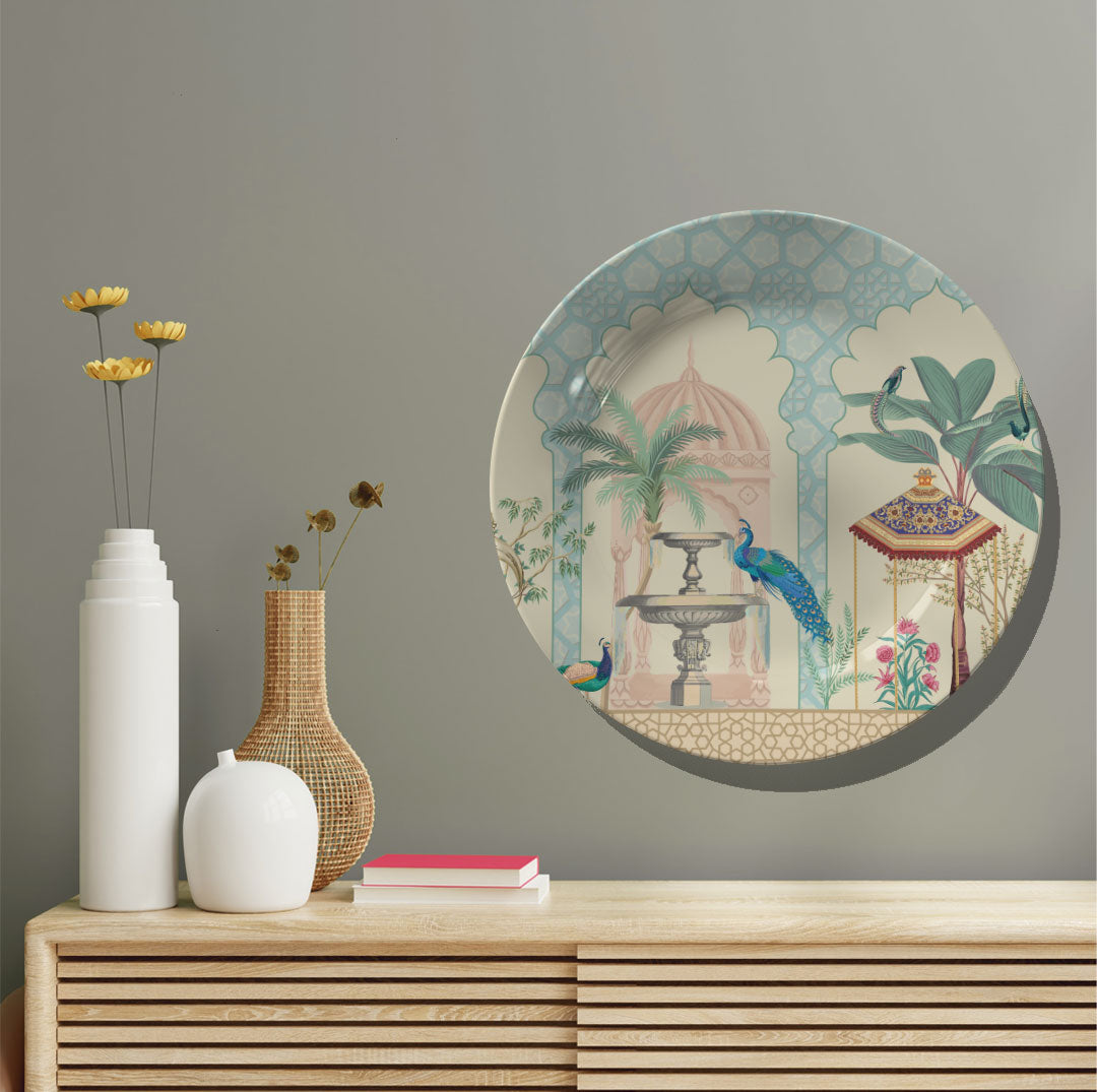 Peacock in Mughal Haven, decorative wall plate