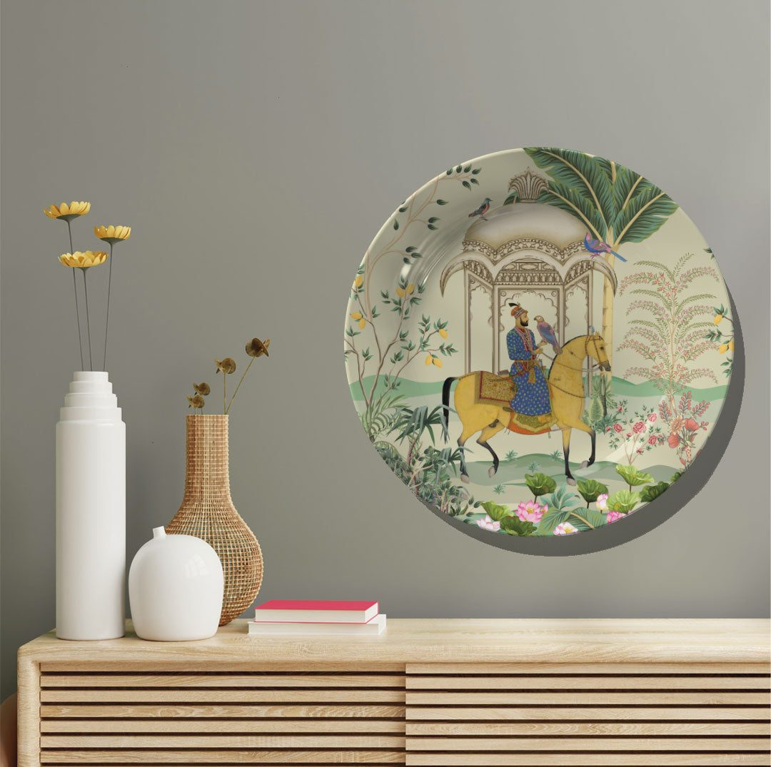 Mughal Emperor Riding a horse, decorative wall plate