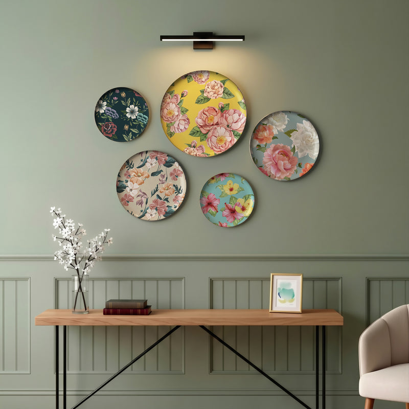 Botanical Symphony Wall Decor Plate, Set of 5, Art Plate Set