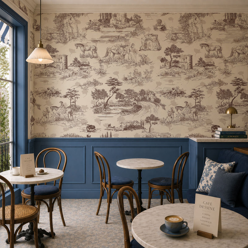Vintage Jardin Paris Wallpaper, European Wallpaper