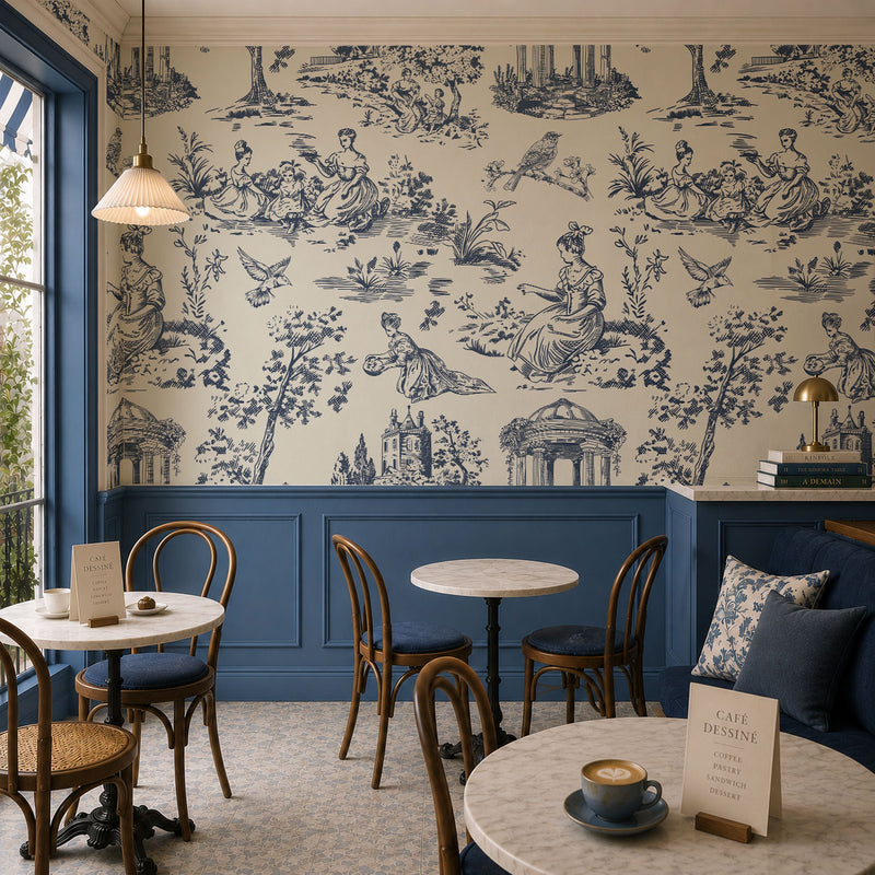 Herbier Blue Wallpaper, European Wallpaper
