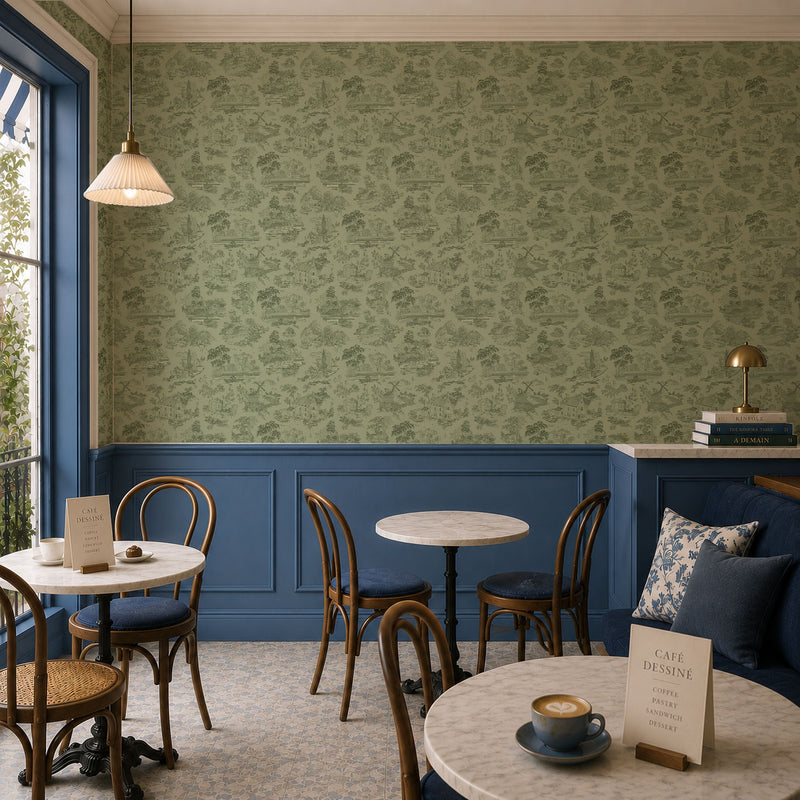 Verte Jardin Wallpaper, European Wallpaper, French Style