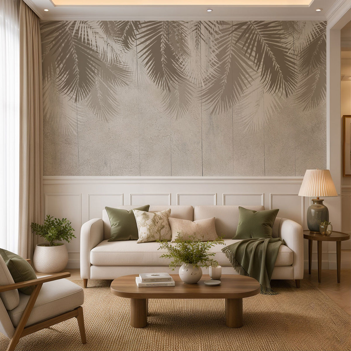Palm Shadows Botanical Wallpaper