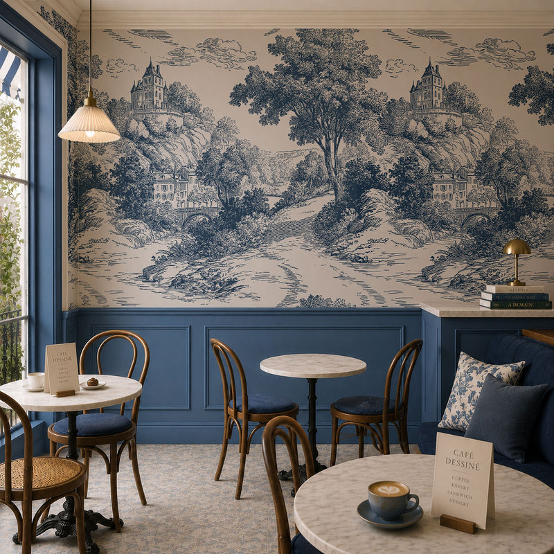 Blue Atelier 01 Wallpaper, European Wallpaper, French Style