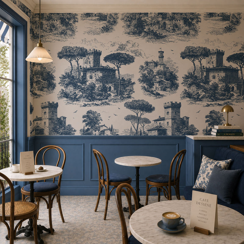 Indigo Canopy Wallpaper, European Wallpaper