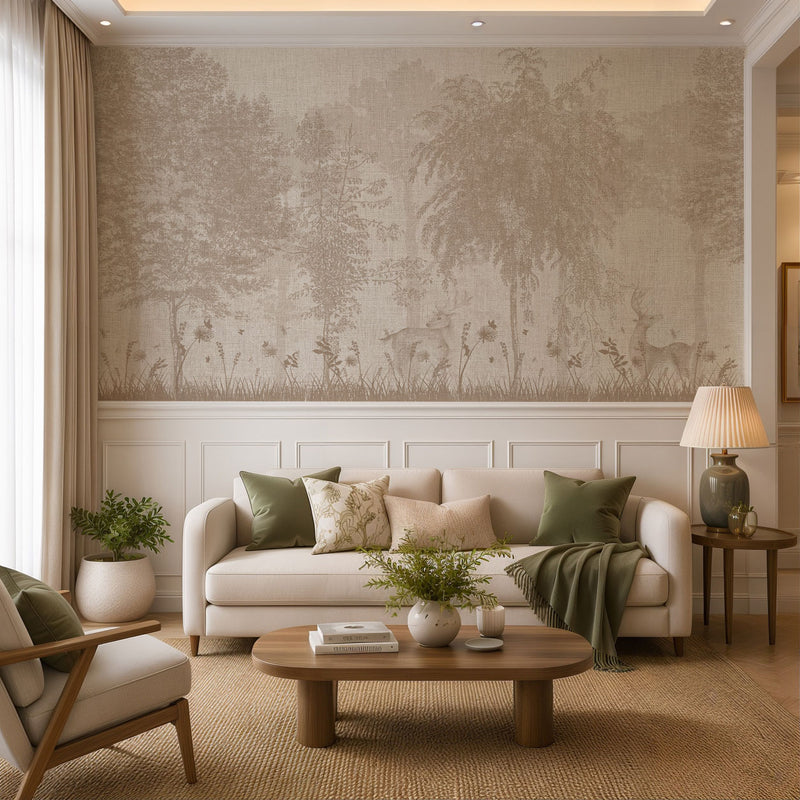 Woodland Sketch Botanical Wallpaper