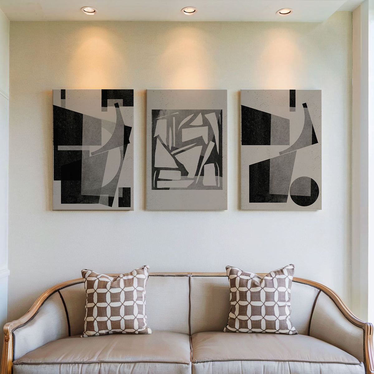 About the Snow and Forms Art Set of 3 Abstract Wall Decor Painting.