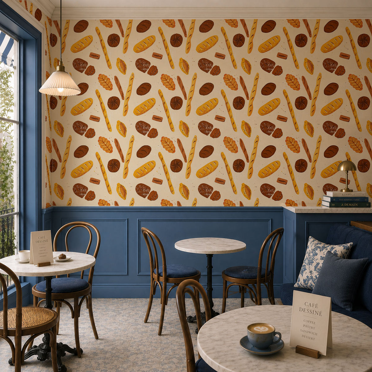 Baguette and Loaf Wallpaper, European Wallpaper, French Style