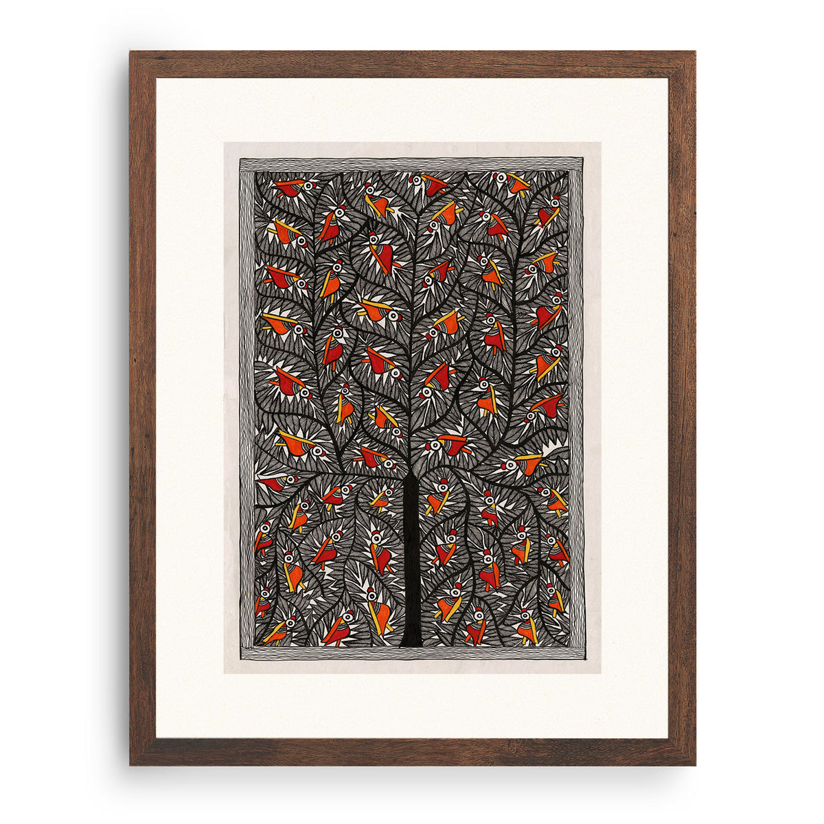 Tree of Life Colorful Birds Madhubani Art 02: Buy Madhubani Paintings ...