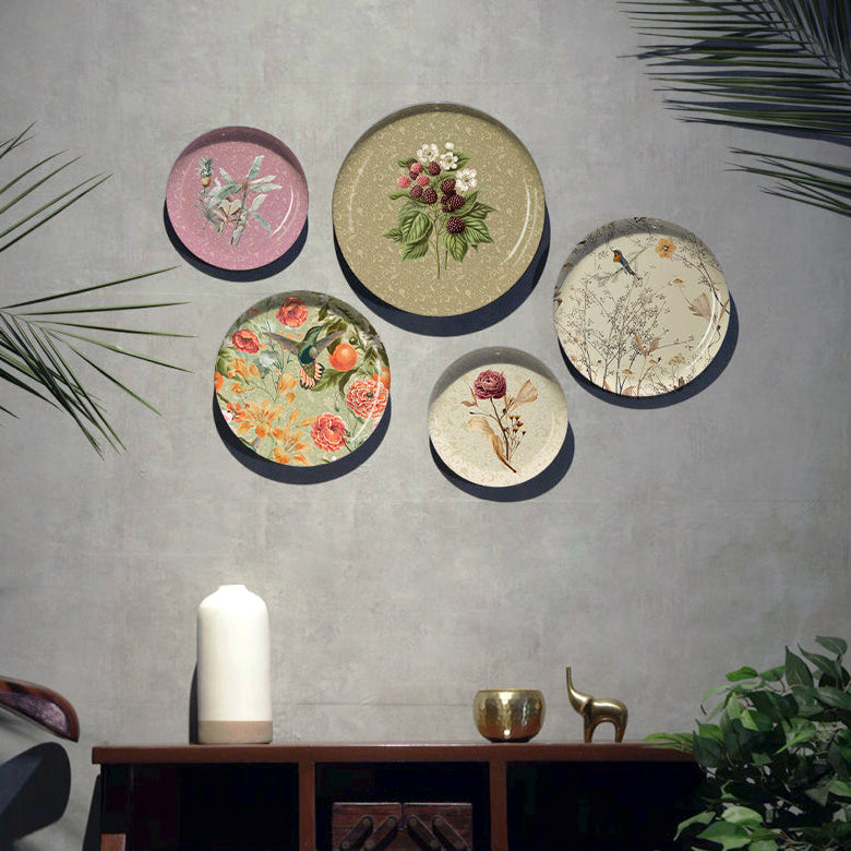 Botanic Bliss Wall Decor Plate, Set of 5, Art Plate Set