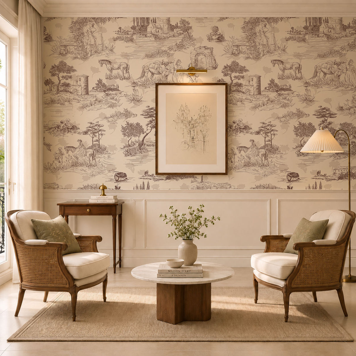 Vintage Jardin Paris Wallpaper, European Wallpaper