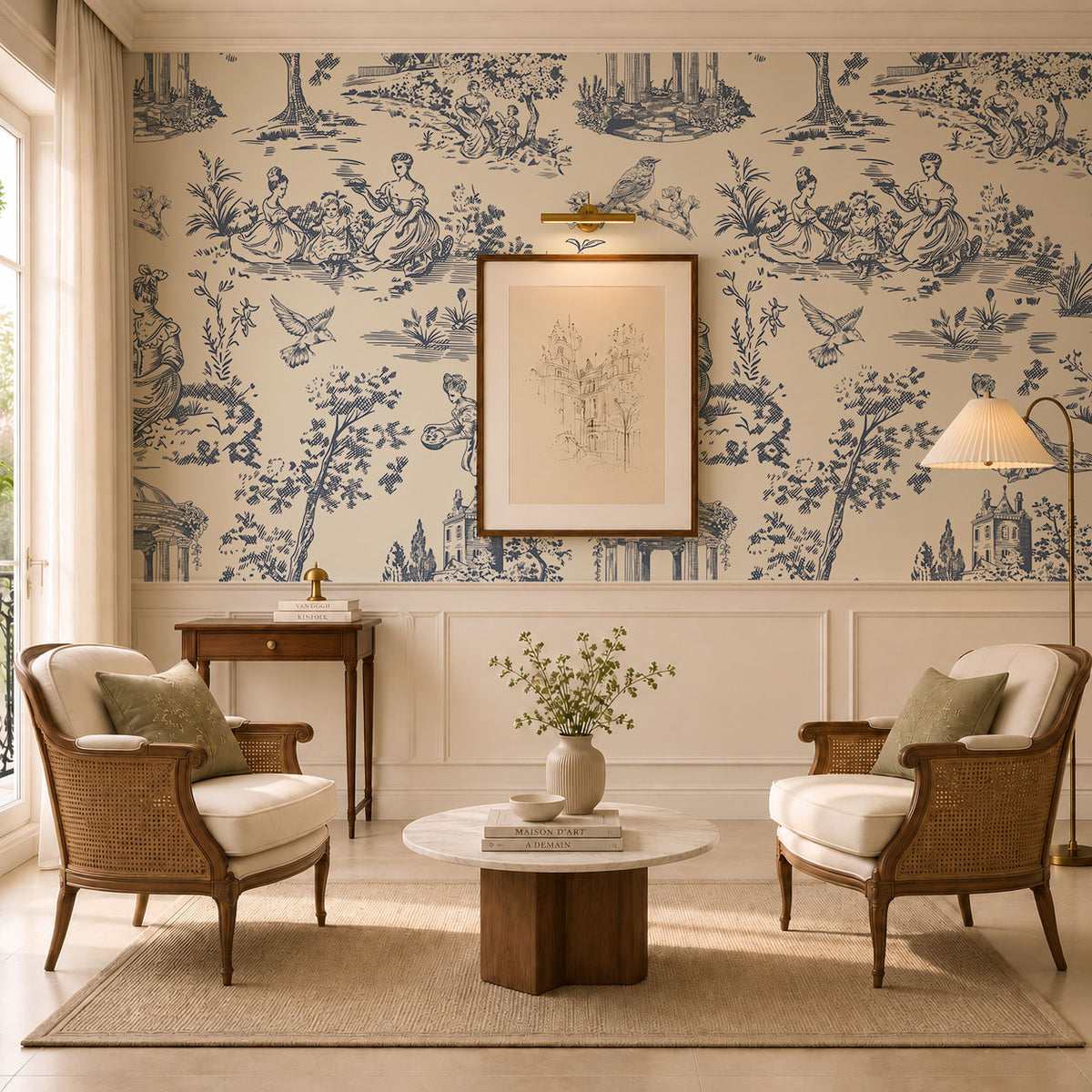 Herbier Blue Wallpaper, European Wallpaper