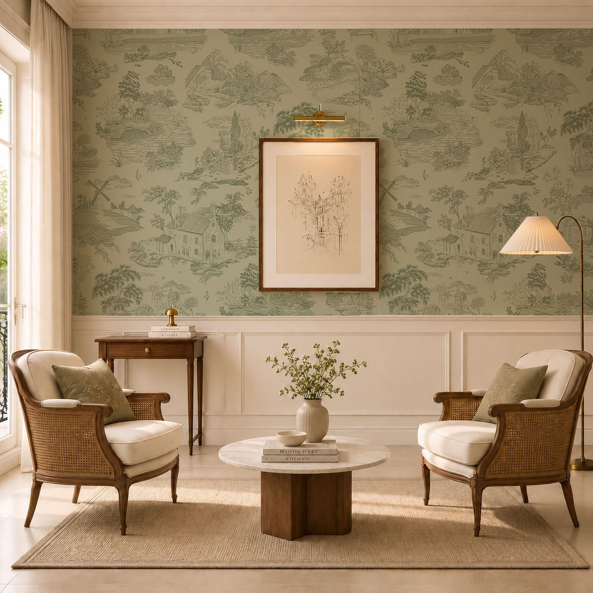 Verte Jardin Wallpaper, European Wallpaper, French Style