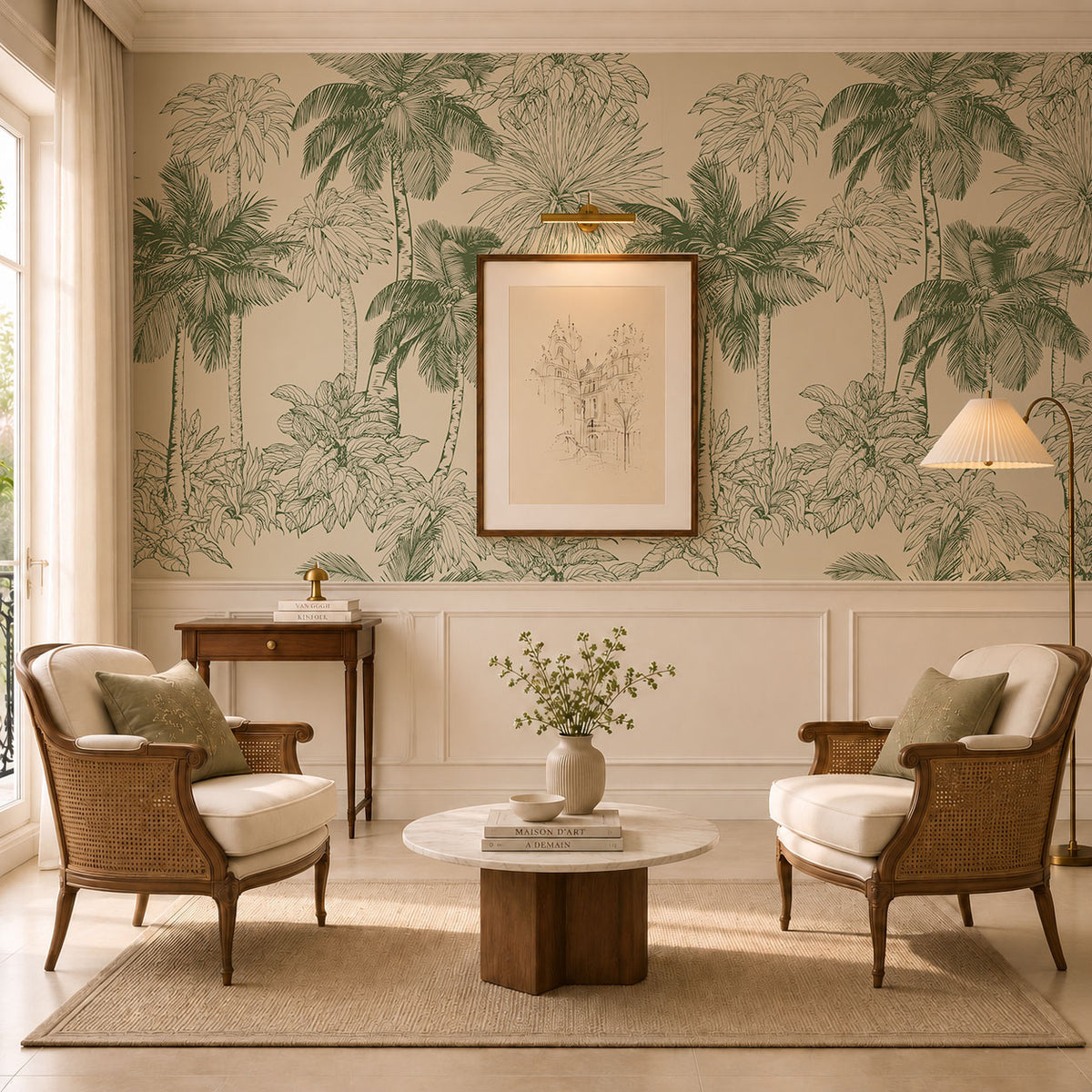 Les Palms Wallpaper, European Wallpaper, French Style