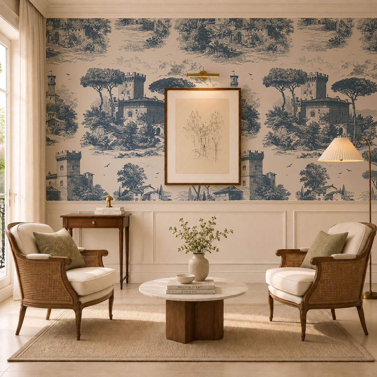 Indigo Canopy Wallpaper, European Wallpaper