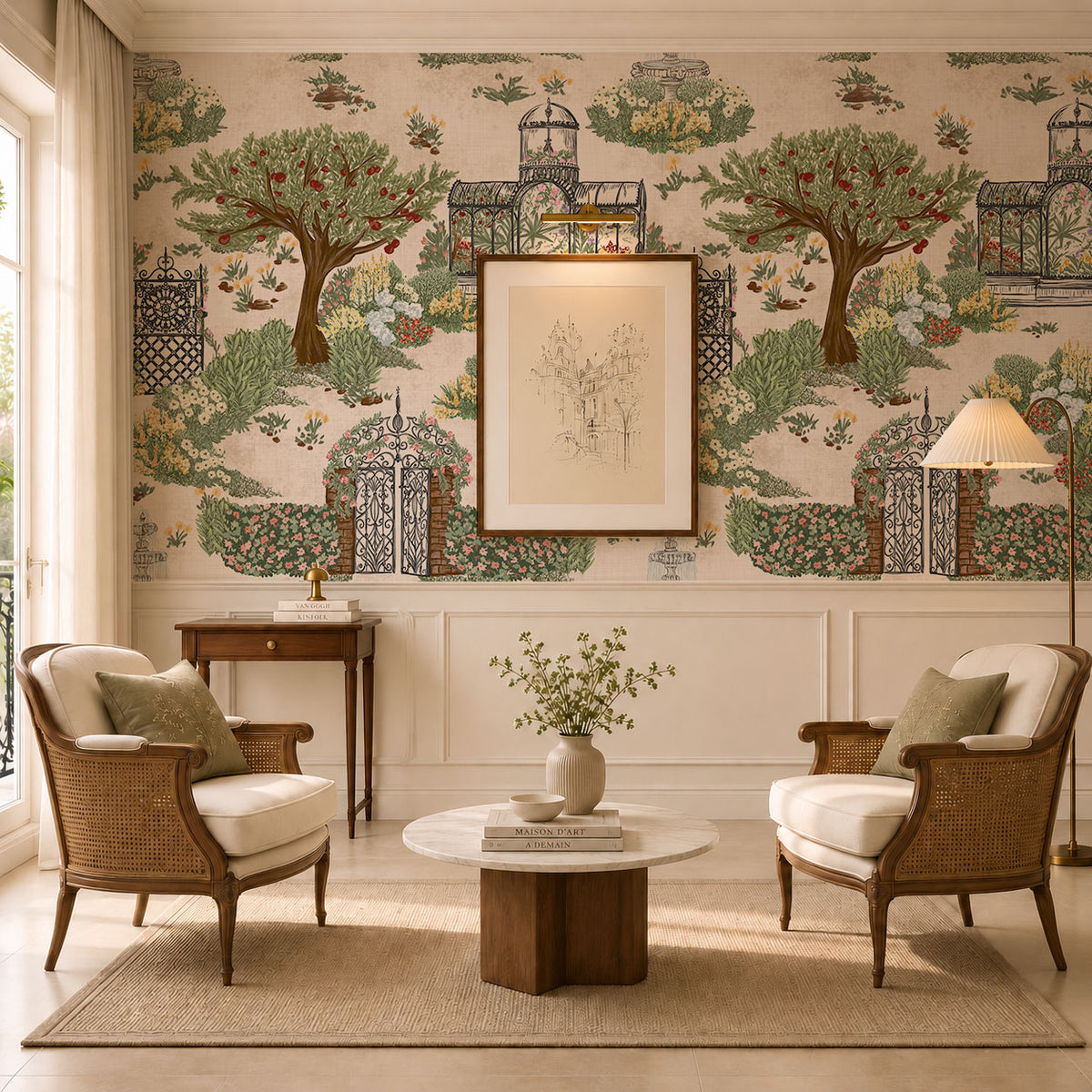 French Botanical Garden Wallpaper, European Wallpaper