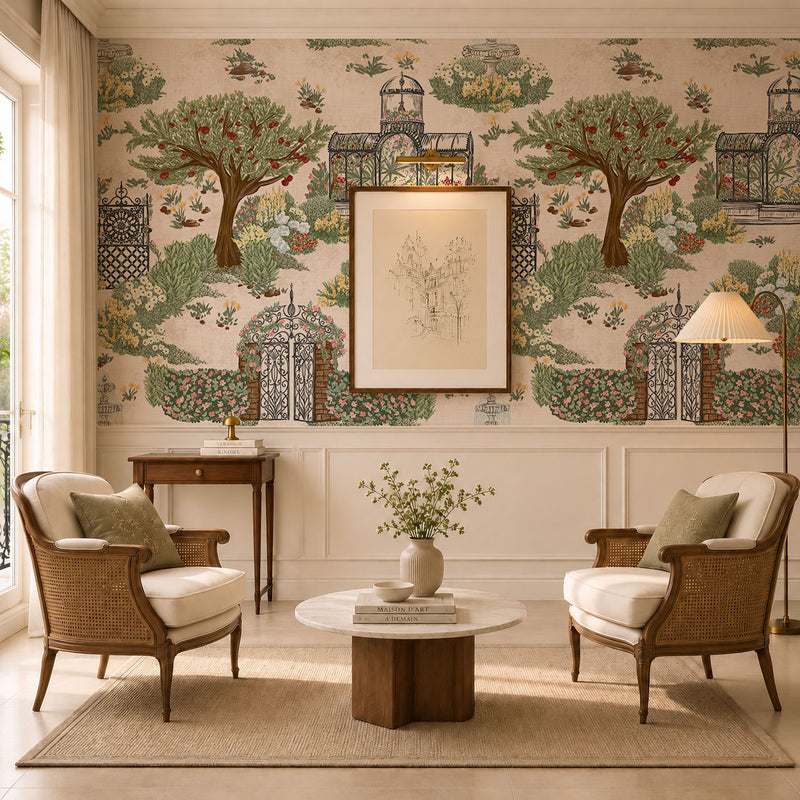 French Botanical Garden Wallpaper, European Wallpaper