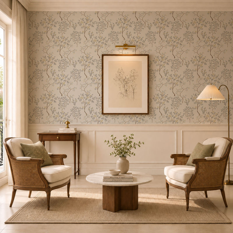 Vintage Garden Trees 02 Wallpaper, European Wallpaper, French Style