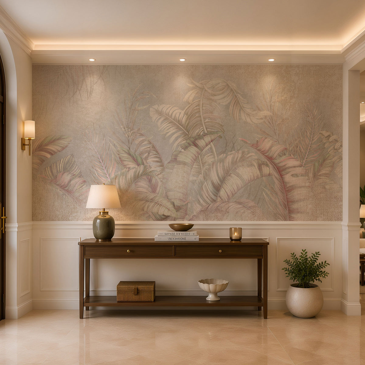 Blush Tropics Botanical Wallpaper