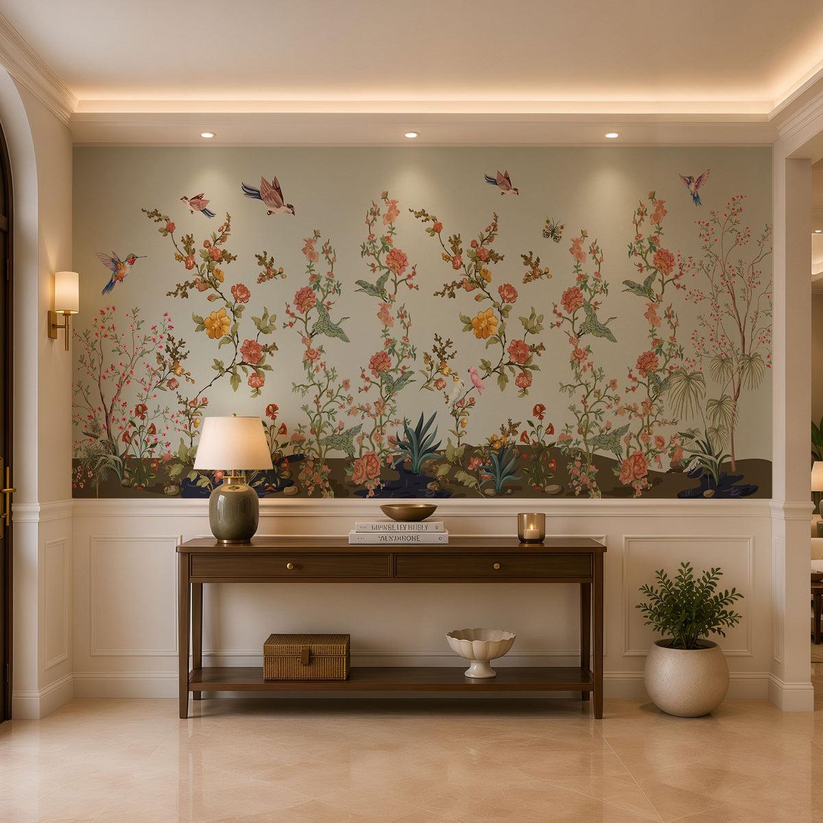 Blossom Bird Garden Botanical Wallpaper