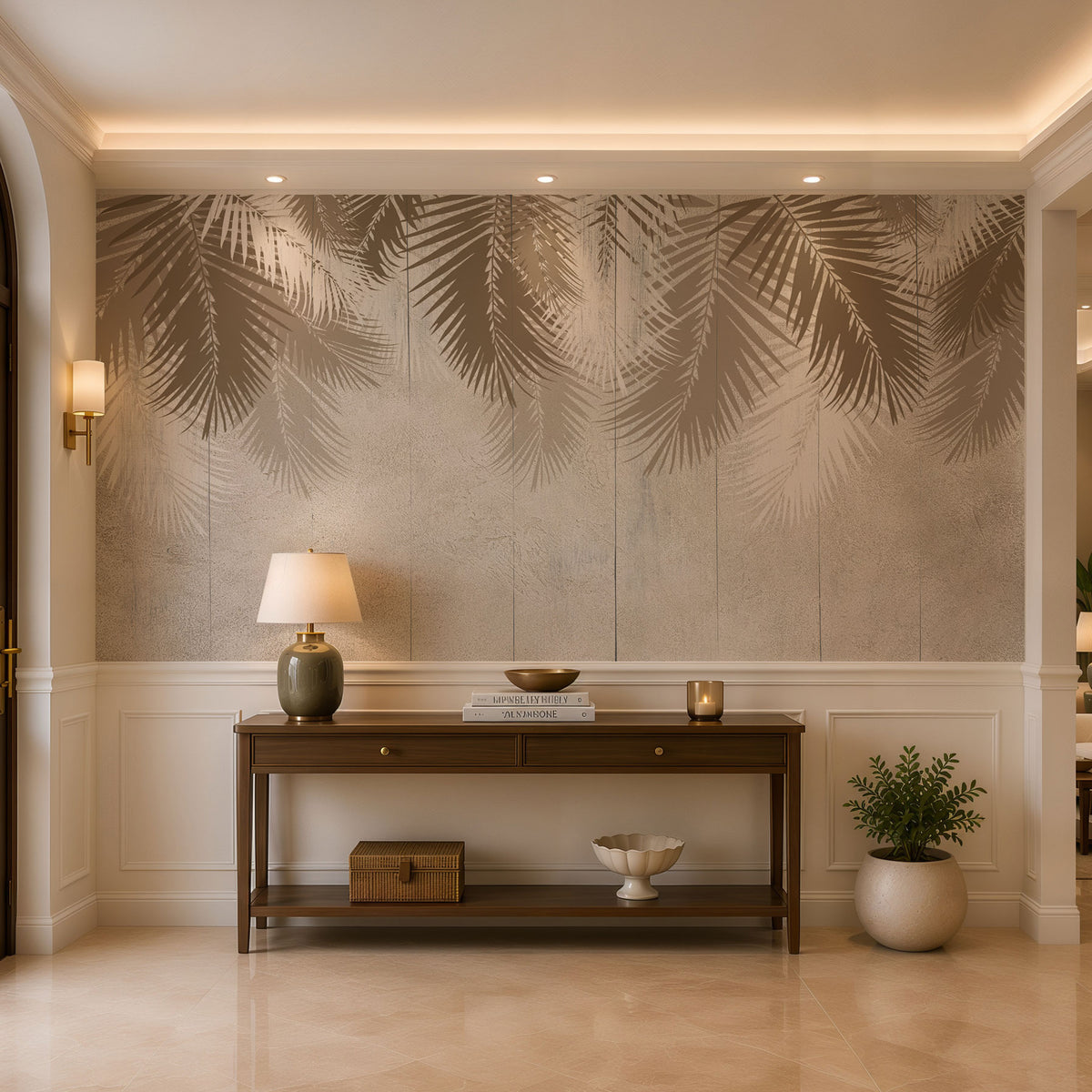 Palm Shadows Botanical Wallpaper