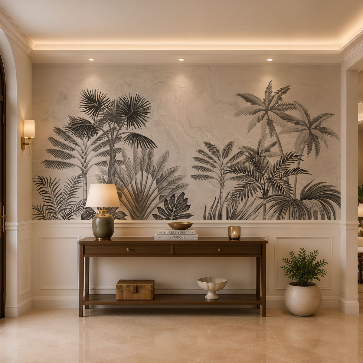 Palm Silhouettes Botanical Wallpaper