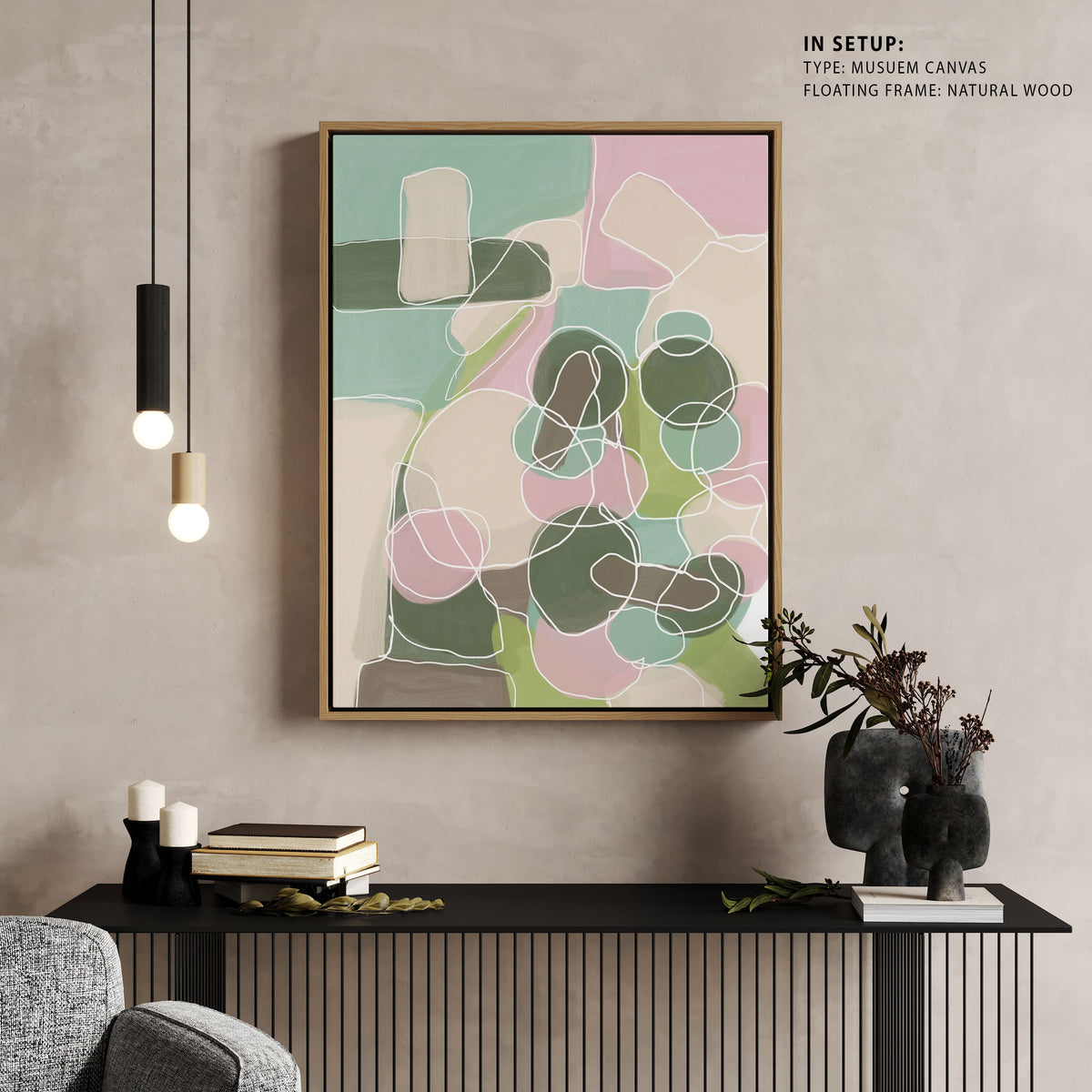 Abstract Green and Pink, Abstract Painting