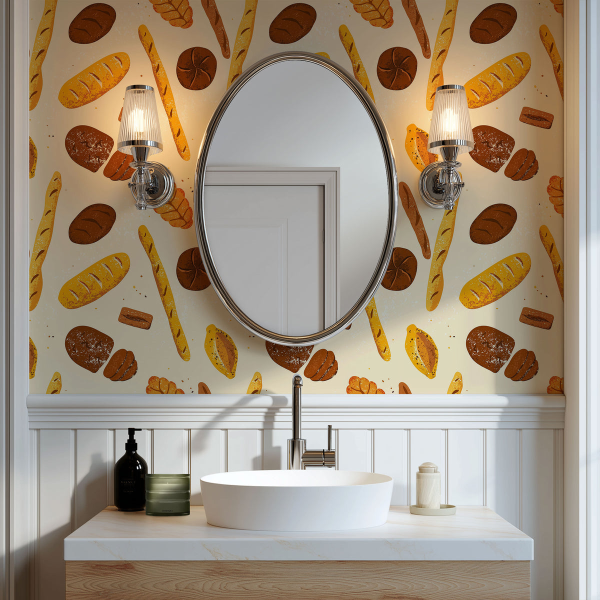 Baguette and Loaf Wallpaper, European Wallpaper, French Style