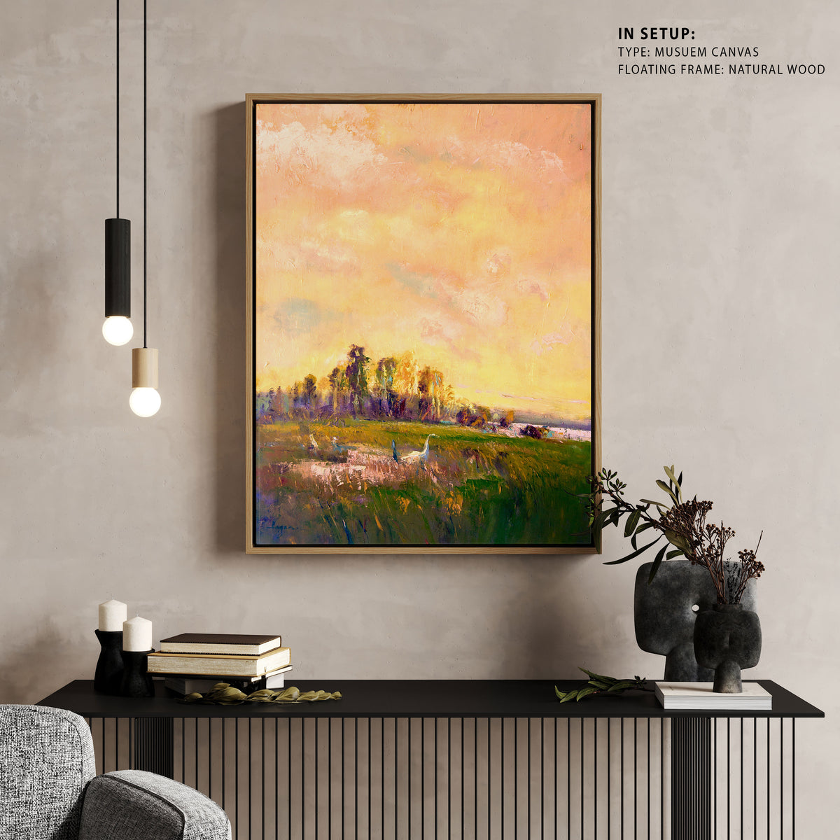 Sunlit Meadowscape, Abstract Painting