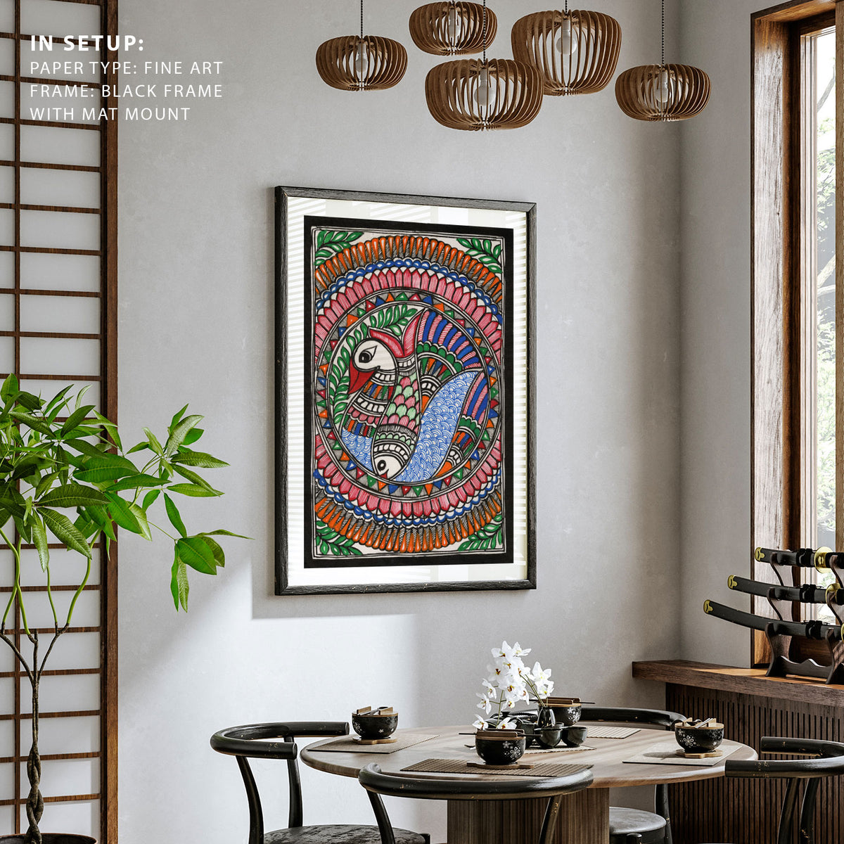 Madhubani Painting Fish Bird Art