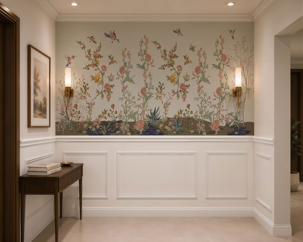 Blossom Bird Garden Botanical Wallpaper