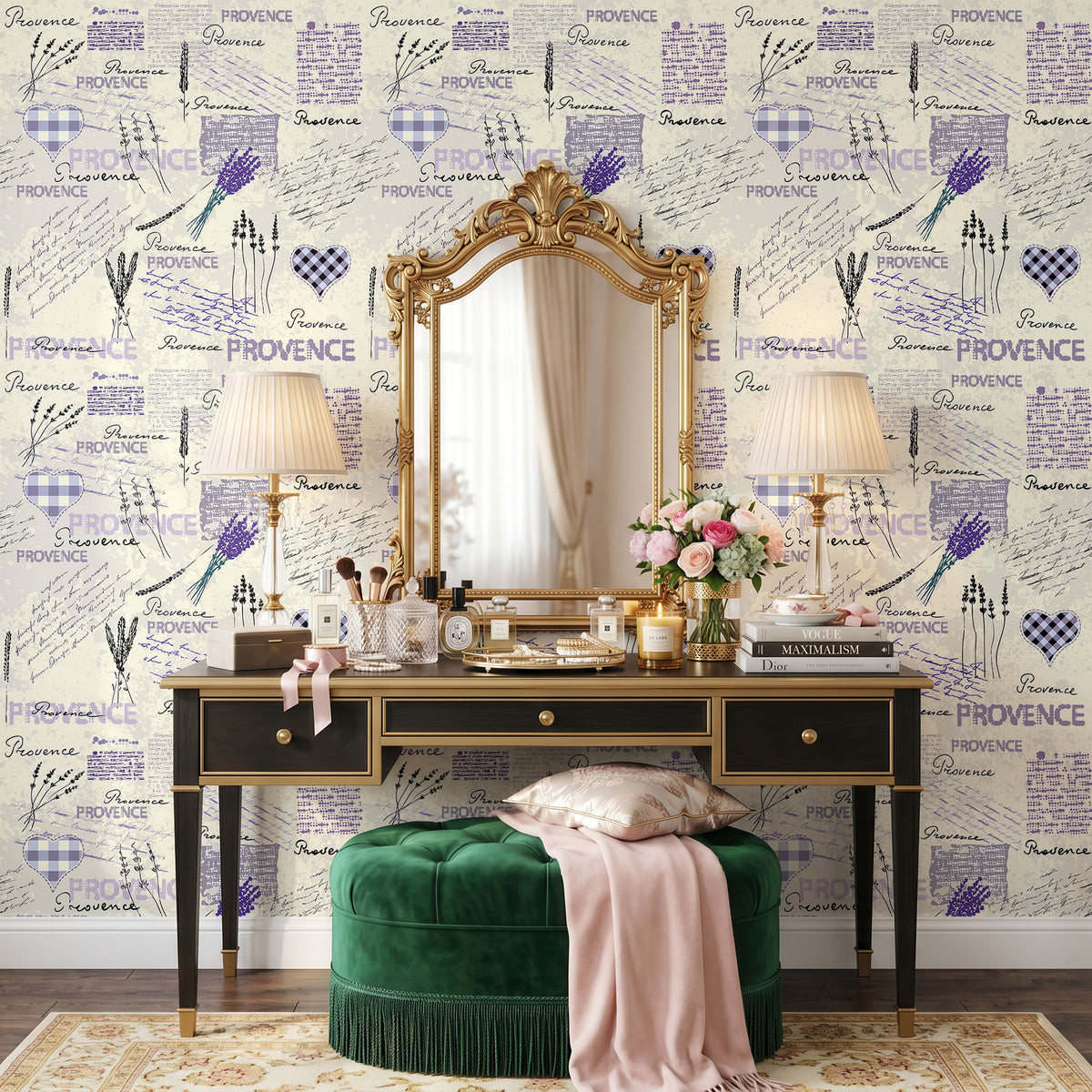 The Purple Flaura Wallpaper, European Wallpaper, French Style