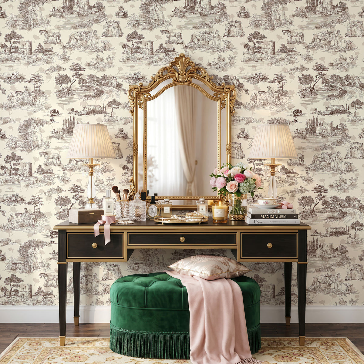 Vintage Jardin Paris Wallpaper, European Wallpaper