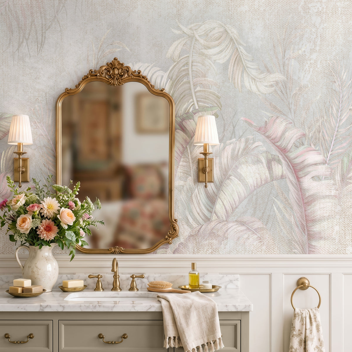 Blush Tropics Botanical Wallpaper