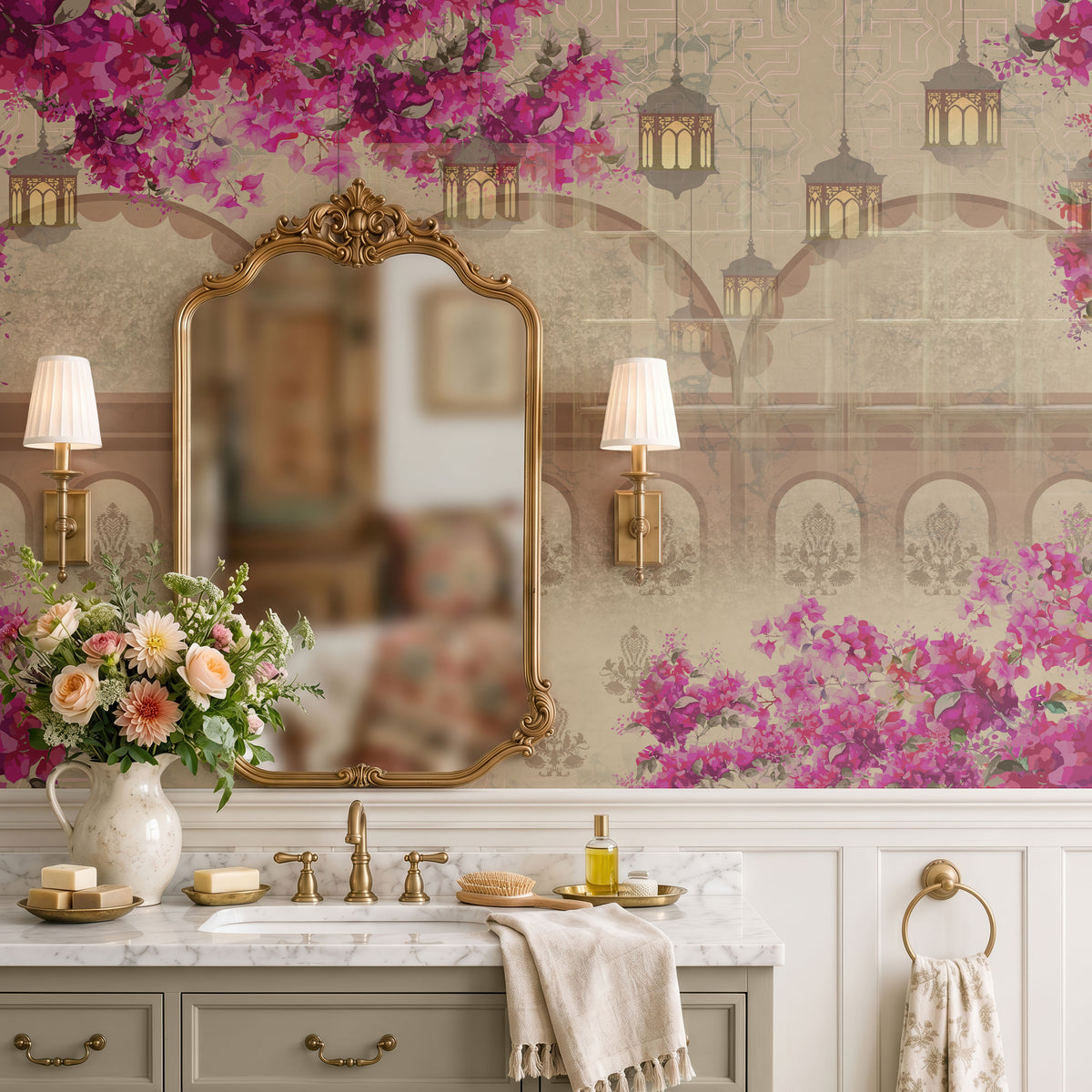 Imperial Bougainvillea Courtyard Botanical Wallpaper