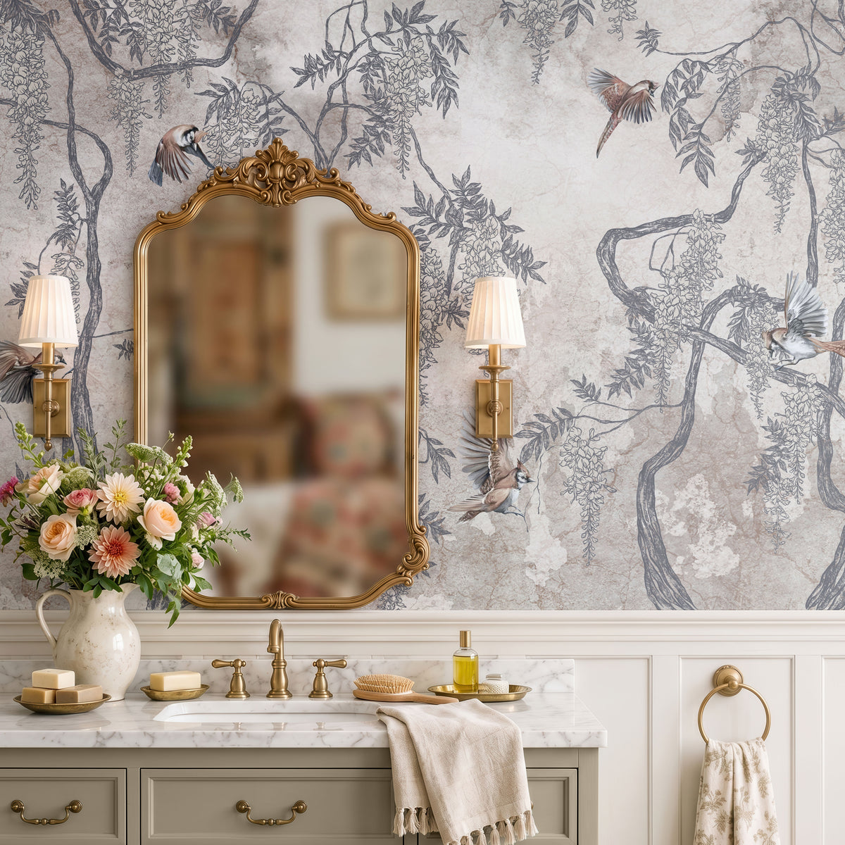 Wisteria Flight Floral Wallpaper