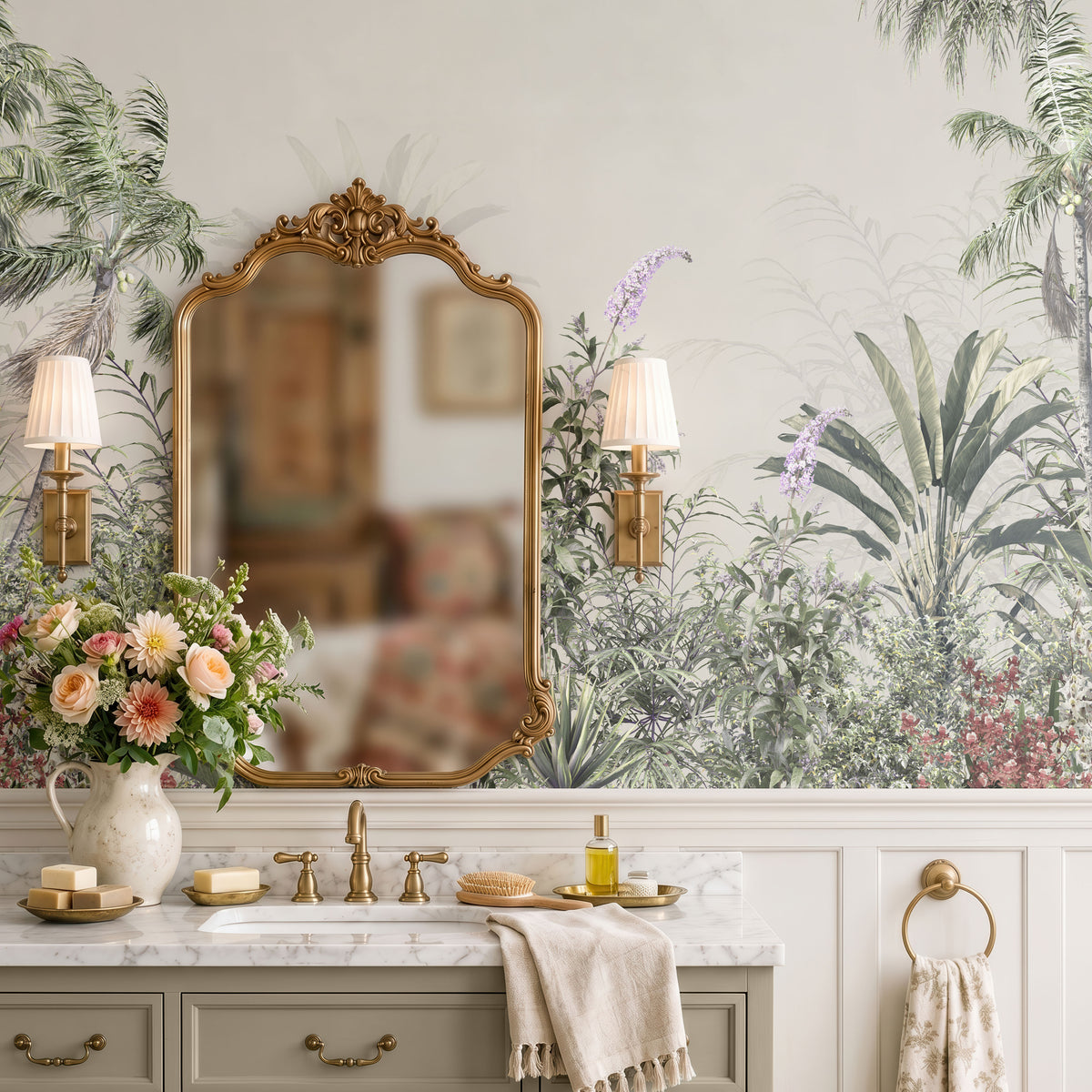 Lavender Meadow Botanical Wallpaper