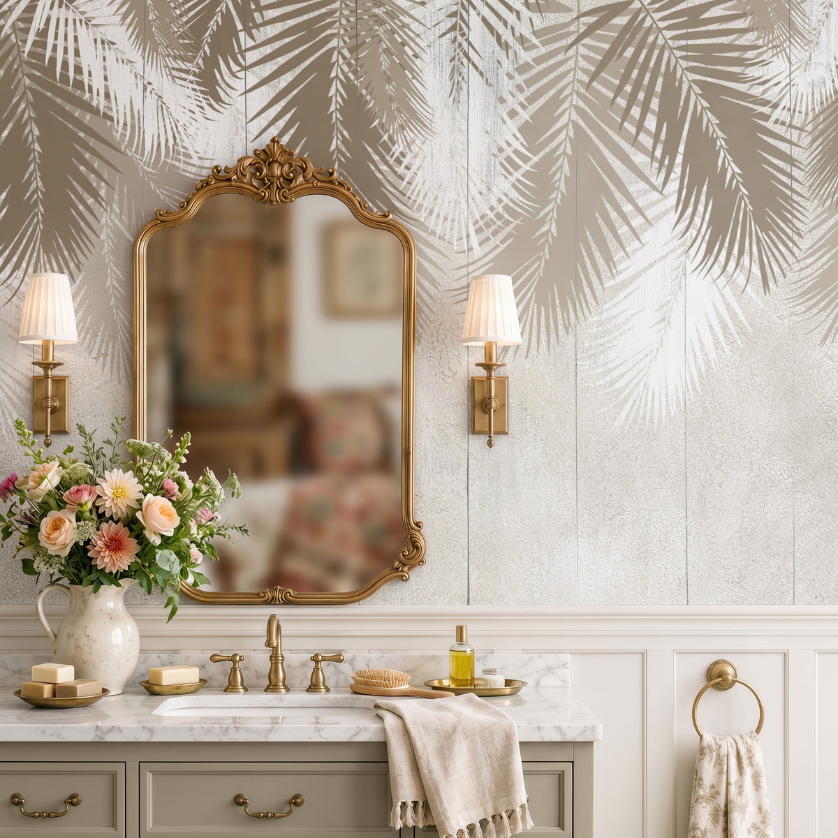 Palm Shadows Botanical Wallpaper