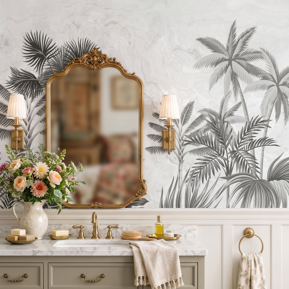Palm Silhouettes Botanical Wallpaper