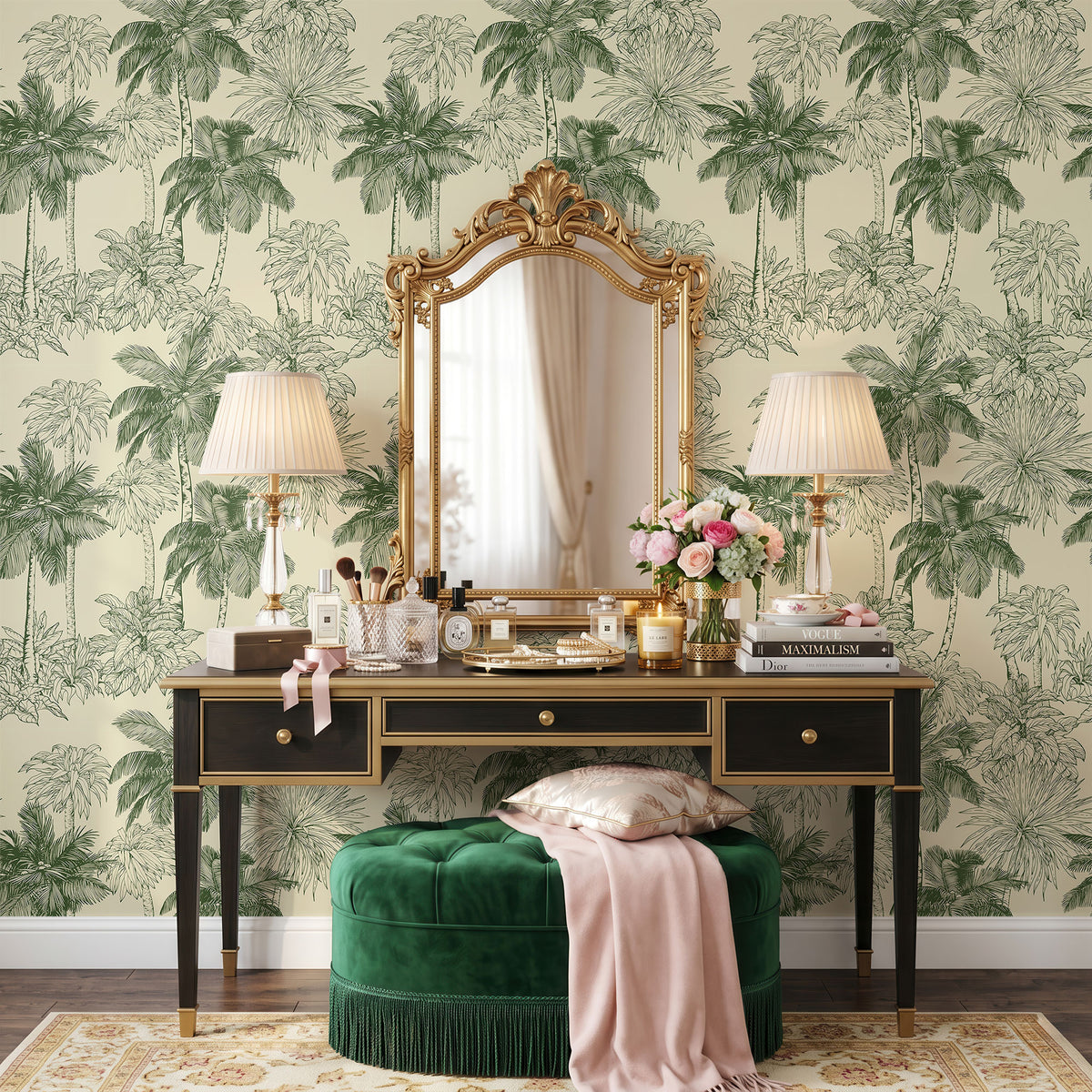 Les Palms Wallpaper, European Wallpaper, French Style
