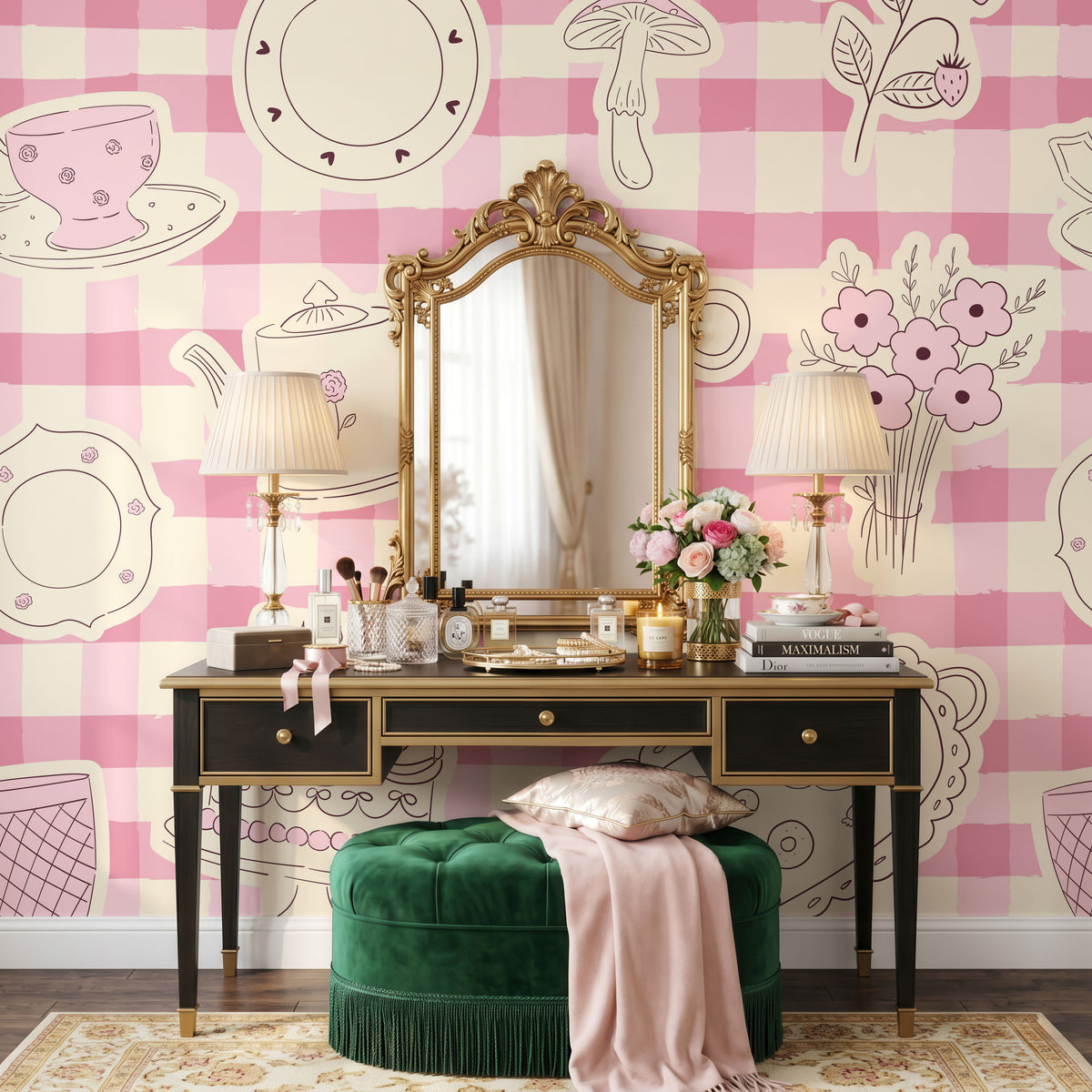 Rose Fleurs Wallpaper, European Wallpaper, French Style