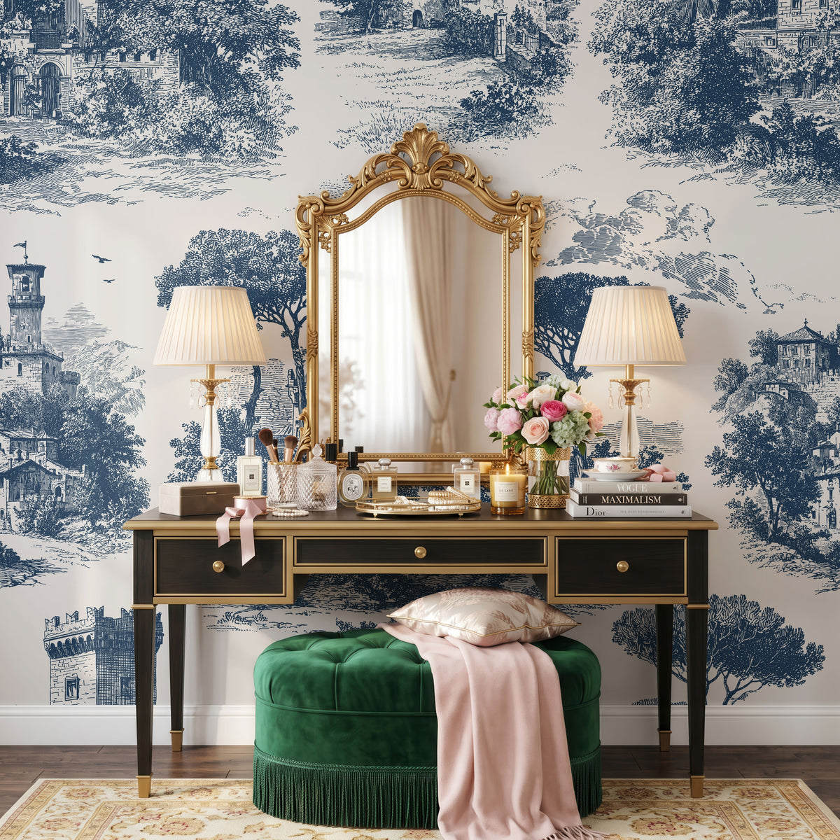 Indigo Canopy Wallpaper, European Wallpaper