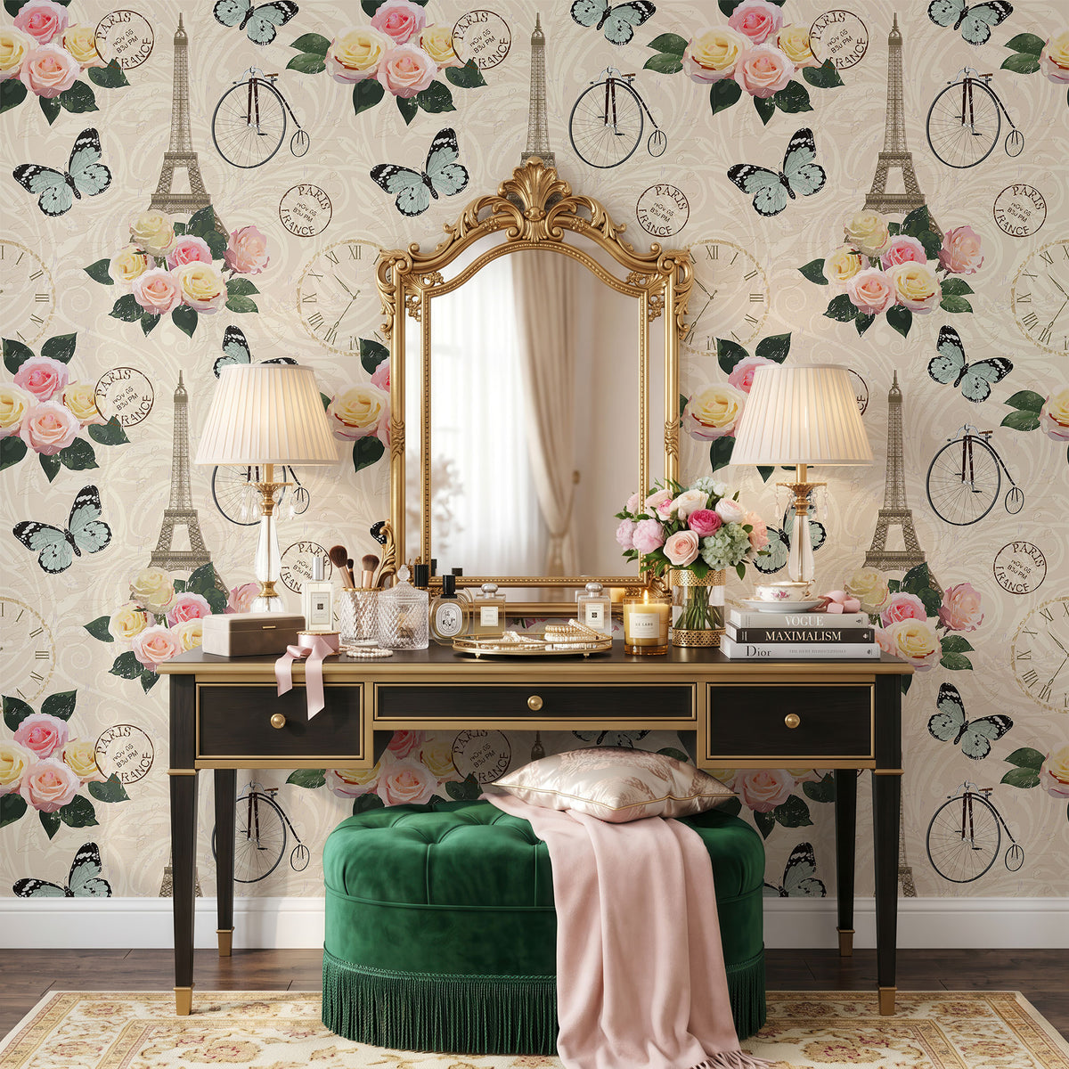 Belle Flora Wallpaper, European Wallpaper, French Style