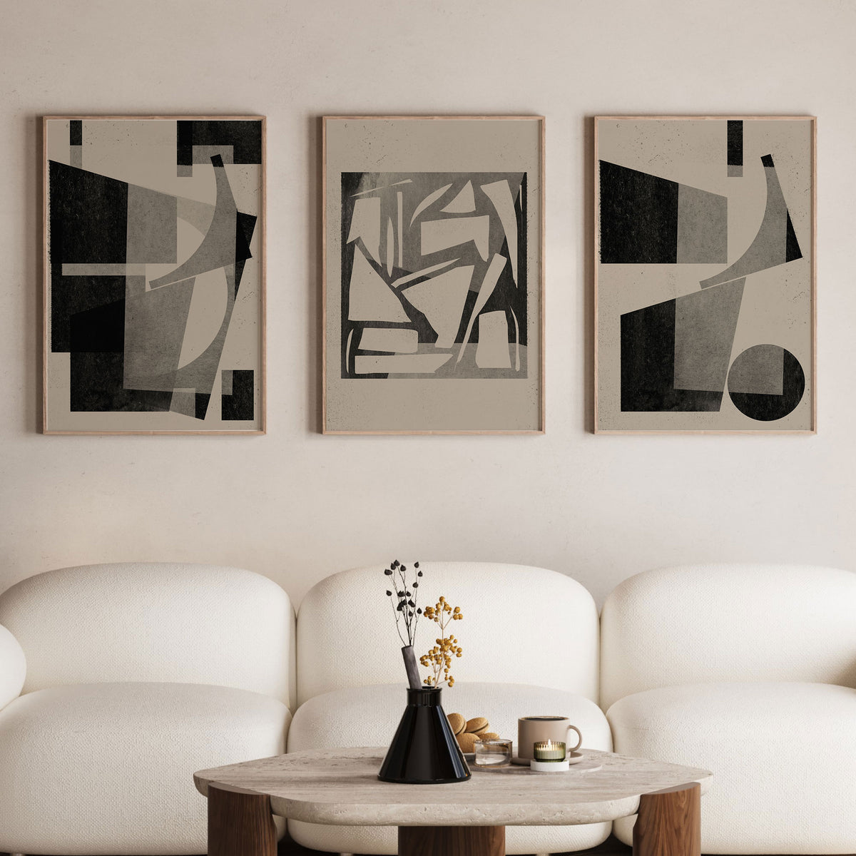 About the Snow and Forms Art Set of 3 Abstract Wall Decor Painting.