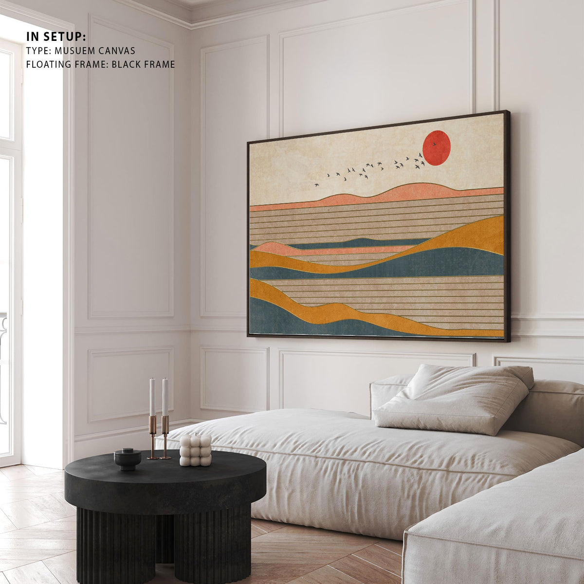 Abstract geometric line color block art painting, Canvas Painting