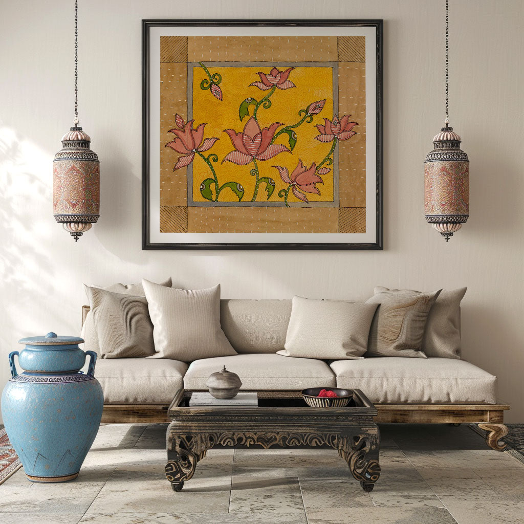 Madhubani Lotus folk art: Buy Madhubani Paintings & Art Prints Online ...