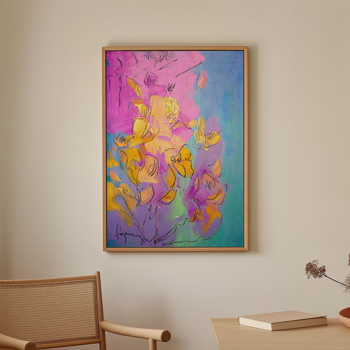 Vibrant Petals Dance, Abstract Painting