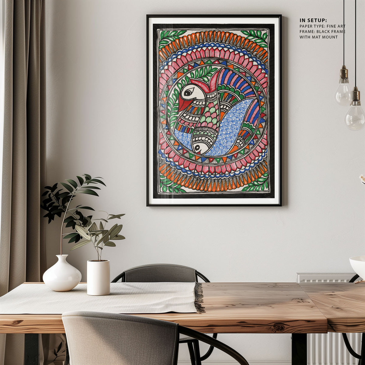 Madhubani Painting Fish Bird Art